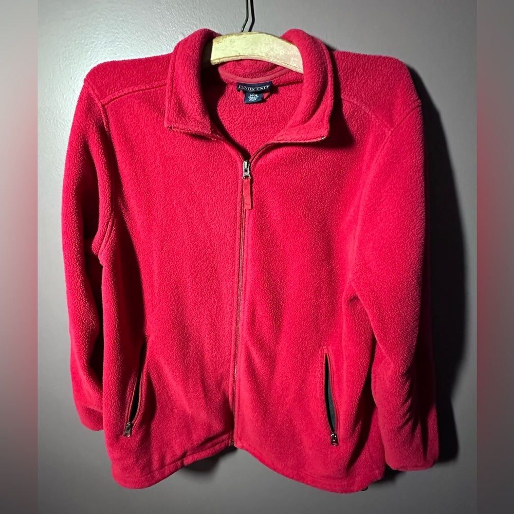 Lands' End Women’s Bright Red Fleece Jacket